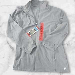NWT Hang Ten Light Gray Lightweight Zip-Up Water Repellent Jacket ( Size:Med)